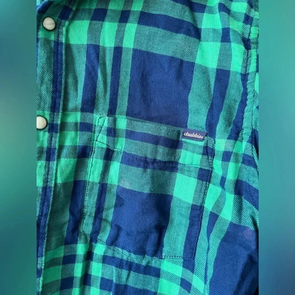 Chubbies Flip It & Reverse It Green Plaid Flamingo Dad Pearl Snaps Size Large - Picture 2 of 7